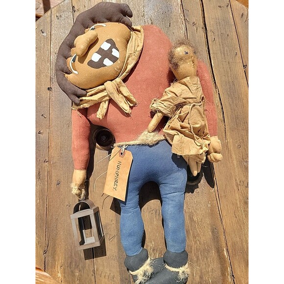 Creepy Primitive Folk Art Doll 22" Handmade Painted Fabric Halloween Decor - Picture 1 of 11